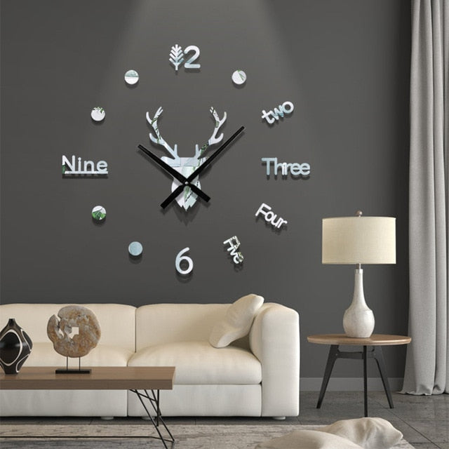 Mini Home Wall Clock 3D DIY Acrylic Mirror Stickers For Home Decoration Living Room Quartz Needle Self Adhesive Hanging Watch