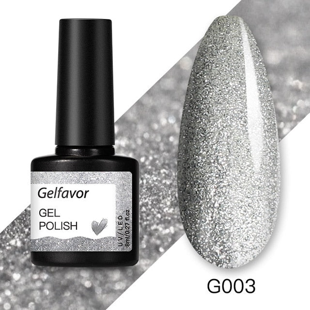 Gelfavor 8ml Gel Nail Polish Glitter For Manicure set nail art Semi platium UV LED Lamp Nail varnishes Base top coat Gel lacquer