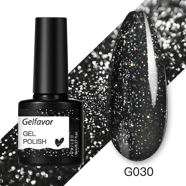 Gelfavor 8ml Gel Nail Polish Glitter For Manicure set nail art Semi platium UV LED Lamp Nail varnishes Base top coat Gel lacquer