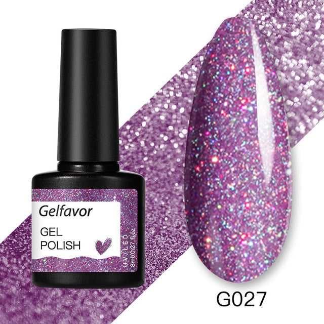 Gelfavor 8ml Gel Nail Polish Glitter For Manicure set nail art Semi platium UV LED Lamp Nail varnishes Base top coat Gel lacquer