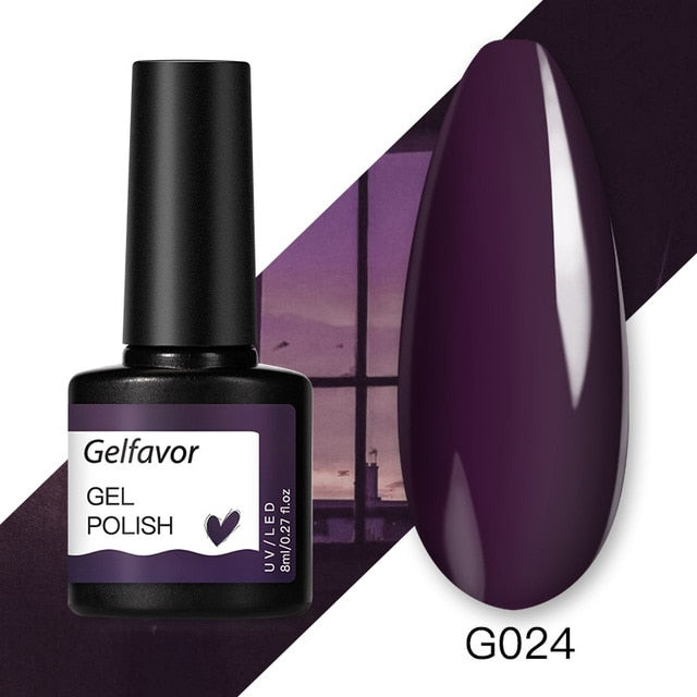 Gelfavor 8ml Gel Nail Polish Glitter For Manicure set nail art Semi platium UV LED Lamp Nail varnishes Base top coat Gel lacquer