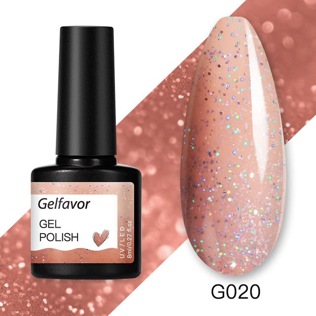 Gelfavor 8ml Gel Nail Polish Glitter For Manicure set nail art Semi platium UV LED Lamp Nail varnishes Base top coat Gel lacquer