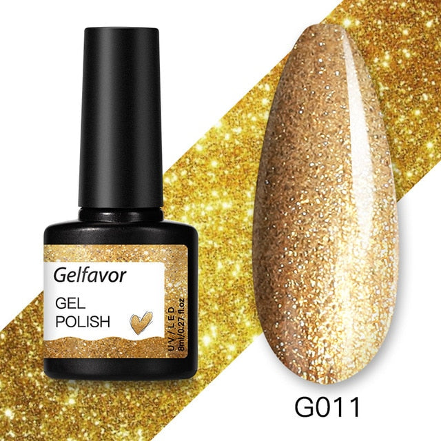 Gelfavor 8ml Gel Nail Polish Glitter For Manicure set nail art Semi platium UV LED Lamp Nail varnishes Base top coat Gel lacquer