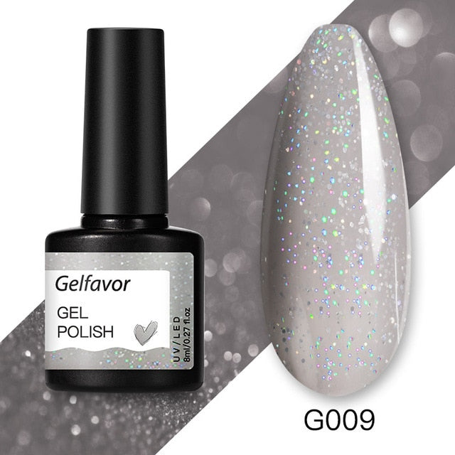 Gelfavor 8ml Gel Nail Polish Glitter For Manicure set nail art Semi platium UV LED Lamp Nail varnishes Base top coat Gel lacquer