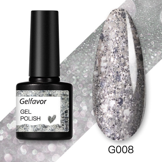 Gelfavor 8ml Gel Nail Polish Glitter For Manicure set nail art Semi platium UV LED Lamp Nail varnishes Base top coat Gel lacquer