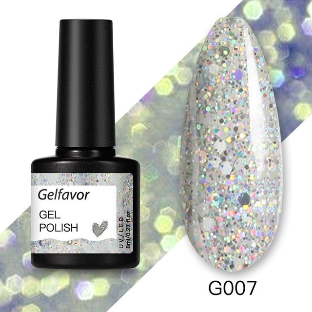 Gelfavor 8ml Gel Nail Polish Glitter For Manicure set nail art Semi platium UV LED Lamp Nail varnishes Base top coat Gel lacquer