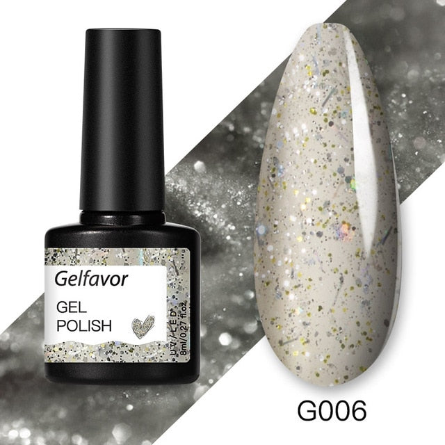 Gelfavor 8ml Gel Nail Polish Glitter For Manicure set nail art Semi platium UV LED Lamp Nail varnishes Base top coat Gel lacquer