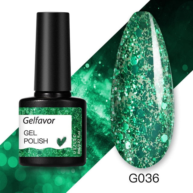 Gelfavor 8ml Gel Nail Polish Glitter For Manicure set nail art Semi platium UV LED Lamp Nail varnishes Base top coat Gel lacquer