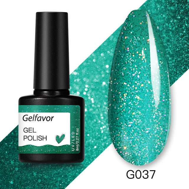 Gelfavor 8ml Gel Nail Polish Glitter For Manicure set nail art Semi platium UV LED Lamp Nail varnishes Base top coat Gel lacquer