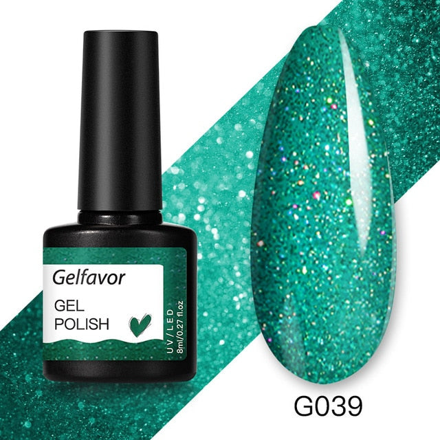 Gelfavor 8ml Gel Nail Polish Glitter For Manicure set nail art Semi platium UV LED Lamp Nail varnishes Base top coat Gel lacquer