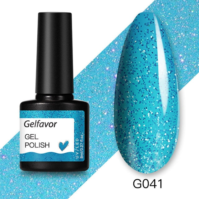 Gelfavor 8ml Gel Nail Polish Glitter For Manicure set nail art Semi platium UV LED Lamp Nail varnishes Base top coat Gel lacquer