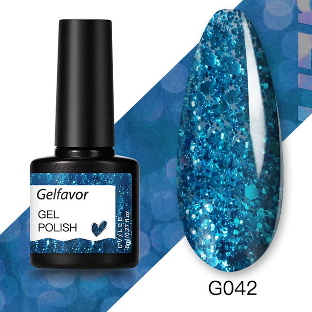 Gelfavor 8ml Gel Nail Polish Glitter For Manicure set nail art Semi platium UV LED Lamp Nail varnishes Base top coat Gel lacquer