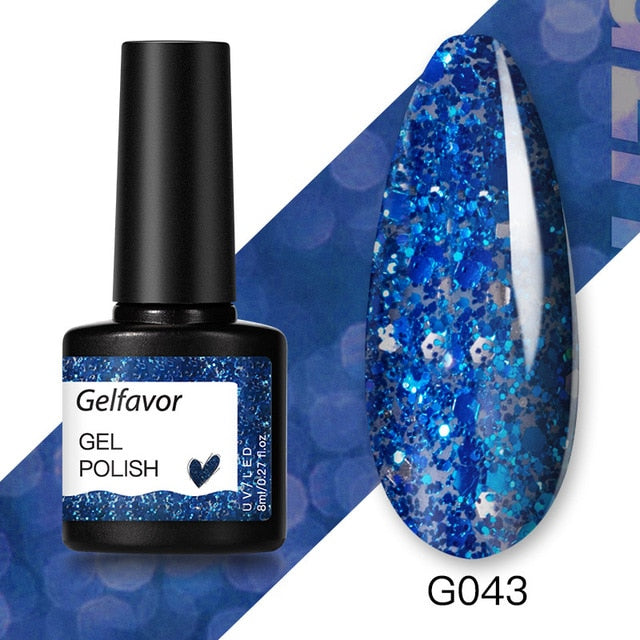 Gelfavor 8ml Gel Nail Polish Glitter For Manicure set nail art Semi platium UV LED Lamp Nail varnishes Base top coat Gel lacquer