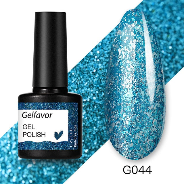 Gelfavor 8ml Gel Nail Polish Glitter For Manicure set nail art Semi platium UV LED Lamp Nail varnishes Base top coat Gel lacquer