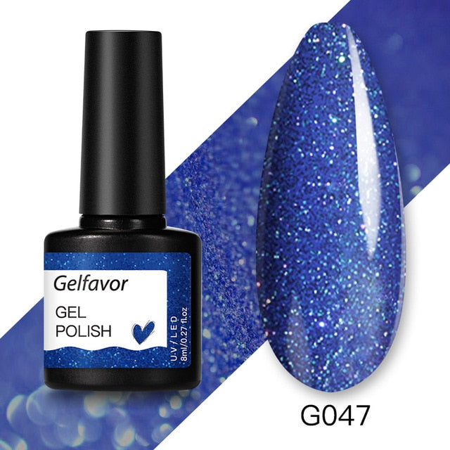 Gelfavor 8ml Gel Nail Polish Glitter For Manicure set nail art Semi platium UV LED Lamp Nail varnishes Base top coat Gel lacquer