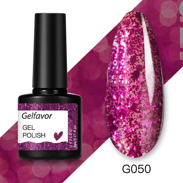 Gelfavor 8ml Gel Nail Polish Glitter For Manicure set nail art Semi platium UV LED Lamp Nail varnishes Base top coat Gel lacquer