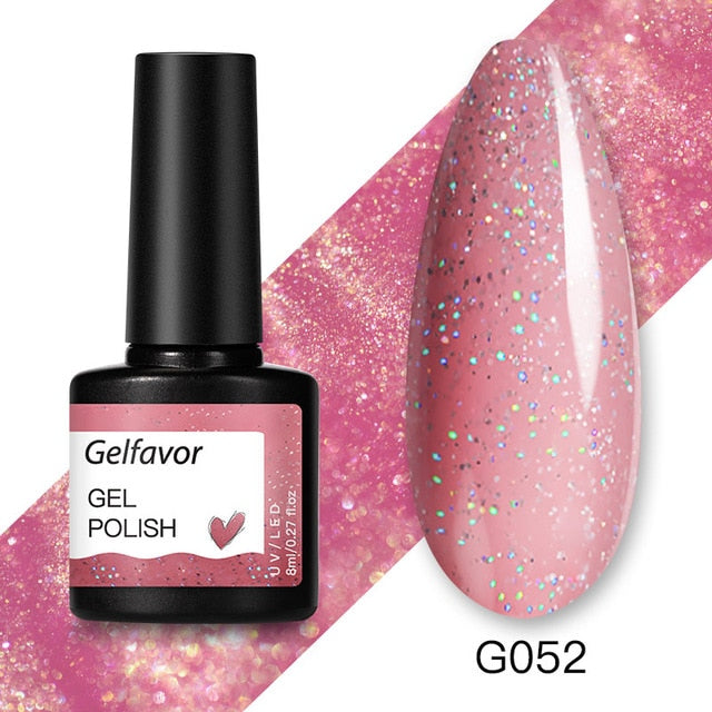 Gelfavor 8ml Gel Nail Polish Glitter For Manicure set nail art Semi platium UV LED Lamp Nail varnishes Base top coat Gel lacquer