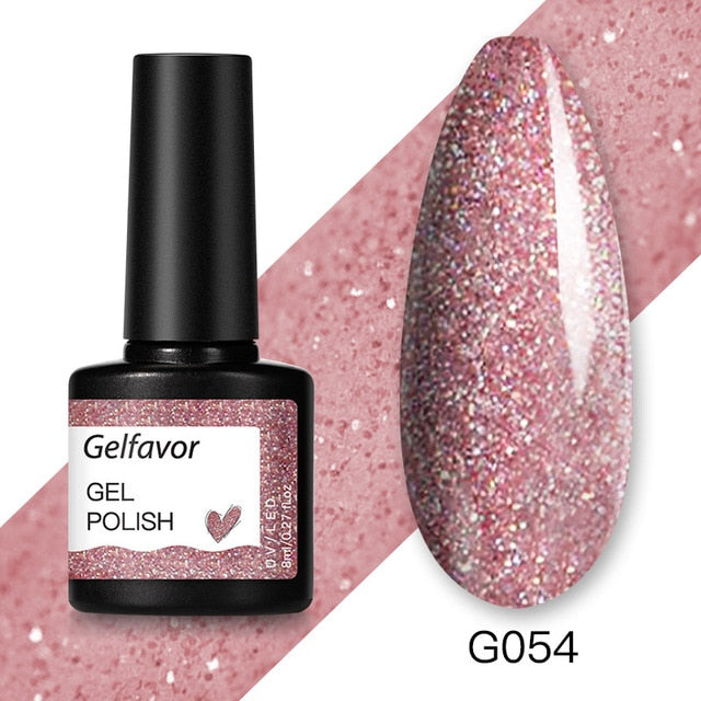 Gelfavor 8ml Gel Nail Polish Glitter For Manicure set nail art Semi platium UV LED Lamp Nail varnishes Base top coat Gel lacquer