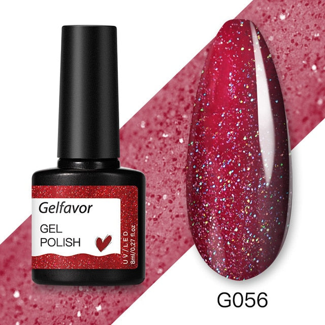 Gelfavor 8ml Gel Nail Polish Glitter For Manicure set nail art Semi platium UV LED Lamp Nail varnishes Base top coat Gel lacquer