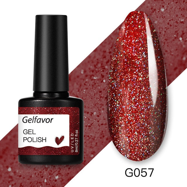 Gelfavor 8ml Gel Nail Polish Glitter For Manicure set nail art Semi platium UV LED Lamp Nail varnishes Base top coat Gel lacquer