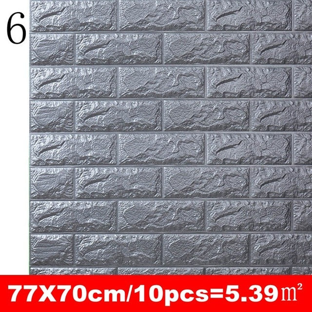 10pcs 3D Wall Sticker Imitation Brick Bedroom Decoration Waterproof Self Adhesive Wallpaper For Living Room Kitchen TV Backdrop