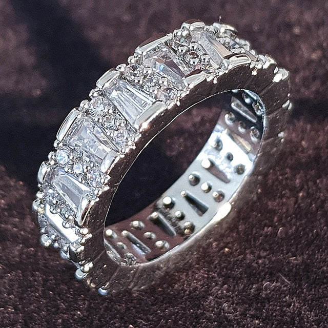 Luxury 925 Sterling Silver Wedding Band Eternity Ring For Women Big Gift For Ladies Love Wholesale Lots Bulk Jewelry R4577