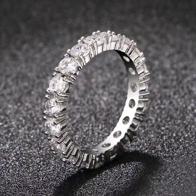 Luxury 925 Sterling Silver Wedding Band Eternity Ring For Women Big Gift For Ladies Love Wholesale Lots Bulk Jewelry R4577