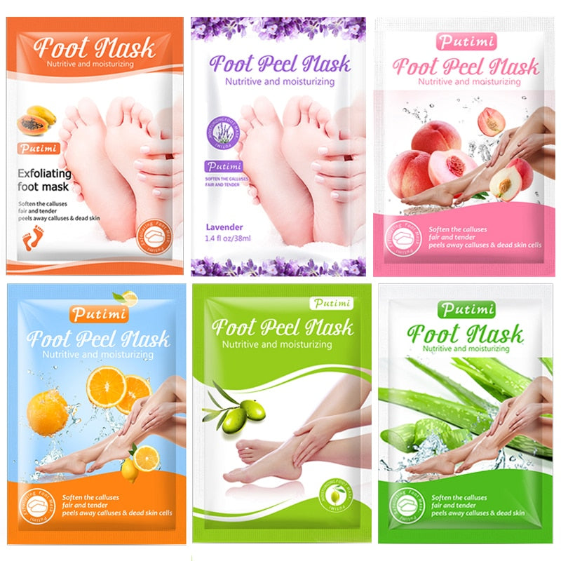 PUTIMI 12pcs 6pack Foot Exfoliating Mask Skin Peeling Dead Skin Exfoliating Mask for Legs Pedicure Socks Moisturizing Foot Mask