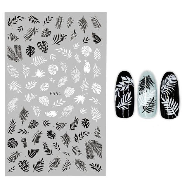 3D Flower Nail Stickers Women Face Sketch Abstract Butterfly Image Sexy Girl Nail Art Decor Sliders Manicure Stickers for Nails