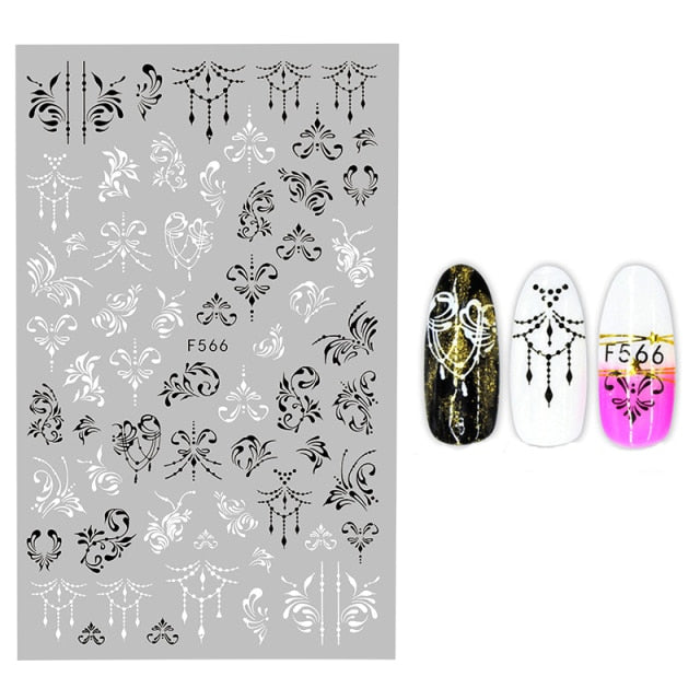 3D Flower Nail Stickers Women Face Sketch Abstract Butterfly Image Sexy Girl Nail Art Decor Sliders Manicure Stickers for Nails