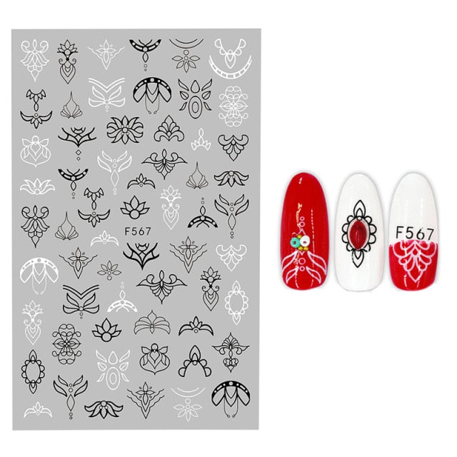 3D Flower Nail Stickers Women Face Sketch Abstract Butterfly Image Sexy Girl Nail Art Decor Sliders Manicure Stickers for Nails