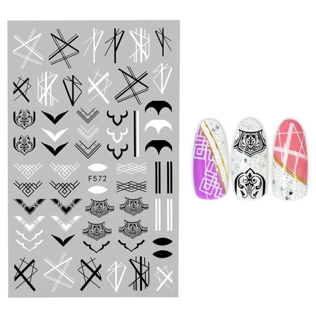 3D Flower Nail Stickers Women Face Sketch Abstract Butterfly Image Sexy Girl Nail Art Decor Sliders Manicure Stickers for Nails