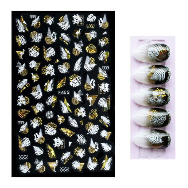 3D Flower Nail Stickers Women Face Sketch Abstract Butterfly Image Sexy Girl Nail Art Decor Sliders Manicure Stickers for Nails