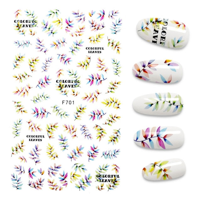 3D Flower Nail Stickers Women Face Sketch Abstract Butterfly Image Sexy Girl Nail Art Decor Sliders Manicure Stickers for Nails