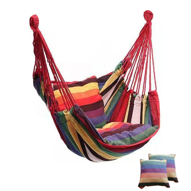 Outdoor Hammock Swing Thicken Chair Hanging Swing Chair Portable Relaxation Canvas Swing Travel Camping Lazy Chair No Pillow