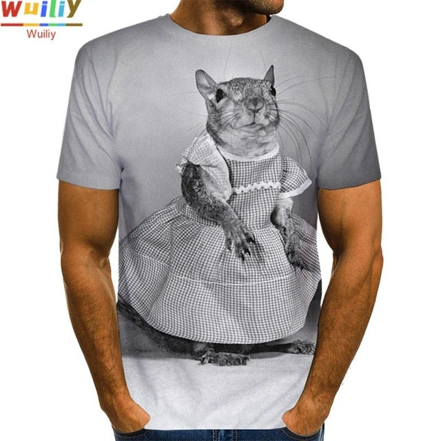 Men's Squirrel T Shirt 3D Print Shirt Animal Graphic Tees Lovely Pattern Tops Men/Women Cute Puppy Face Tee Funny Pet T-shirt