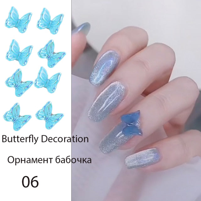 3D Resin Butterfly Glitter AB Nail Art Decorations Summer Home Fashion Nail Polish Ornament Manicure Decals Accessories CH1860