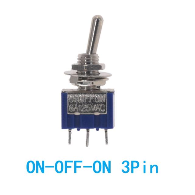 10PC/5PC Miniature Toggle Switch Single Pole Double Throw SPDT DPDT ON-OFF-ON ON-ON 120VAC 6A 1/4 Inch Mounting MTS-102 103 202