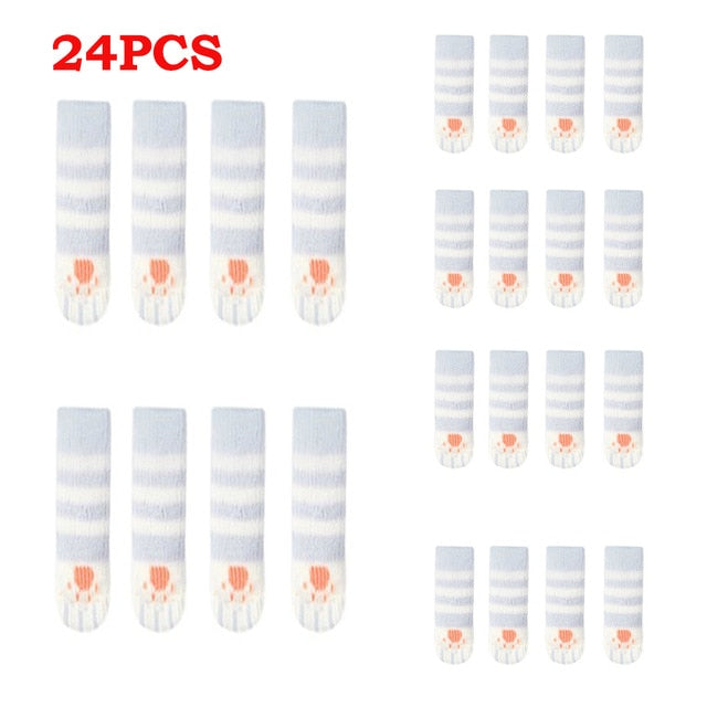 24PCS Knitted Chair Leg Socks Furniture Table Feet Leg Floor Protectors Covers Floor Protection Pads Moving Noise Reduction