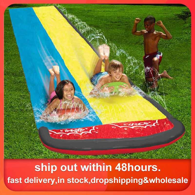 480x145cm Children Double Surf Water Slide Outdoor Garden Racing Lawn Water Slide Spray Summer Water Games Toy toboggan aquatiqu