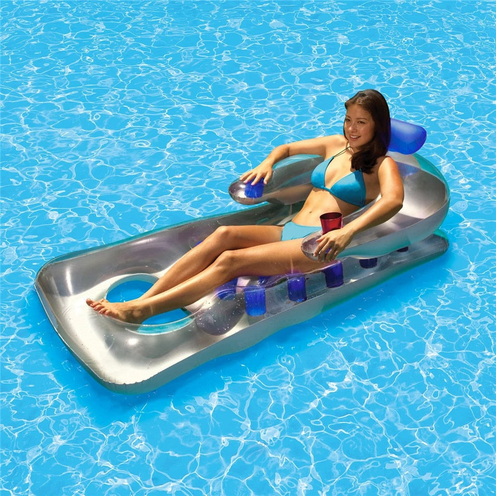 Inflatable Floating Row Summer PVC Water Hammock Swimming Pool Air Mattresses Beach Water Sports Pool Float Lounger Chair