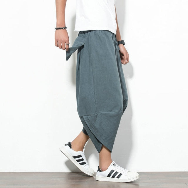 Baggy Cotton Harem Pants Men 2021 Summer Japanese Vintage Striped Men Women Hip Hop Plus Size Wide Leg Pants Pantalon