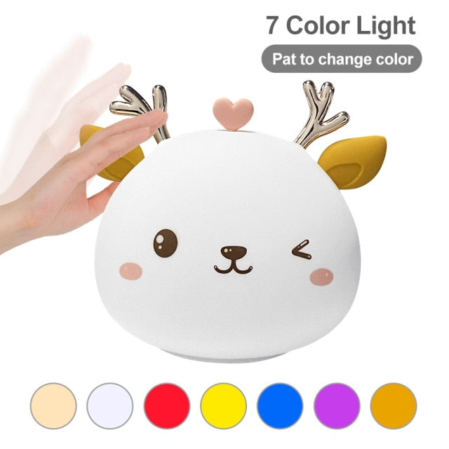 USB Rechargeable Night Light Cat Silicone Night Lights Touch Sensor Bedroom Bedside Lamp With Remote For Kids Baby Gift