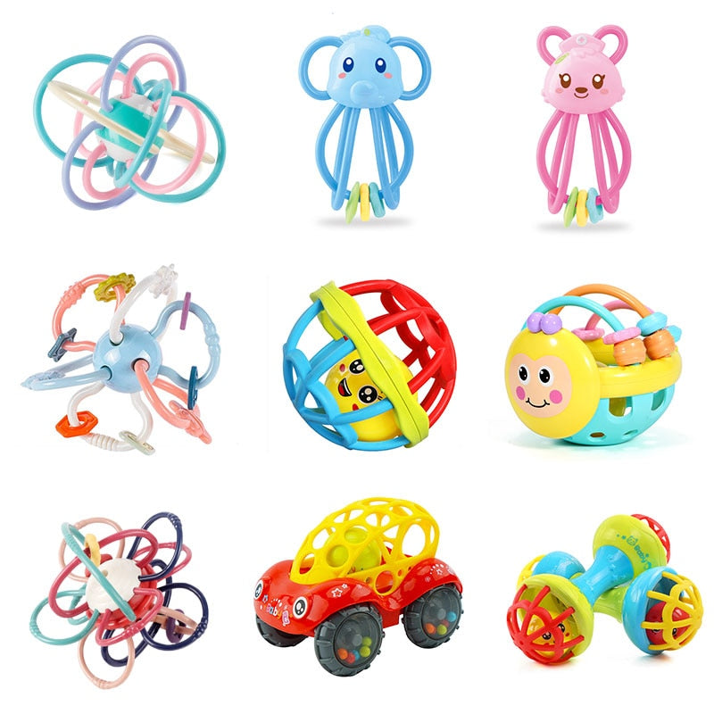 Baby Toys 0 12 Months Baby Rattle Ball Safe Newborn Rattle Toys Soft Silicone Baby Teether Educational Rattle Teether Toys Gifts