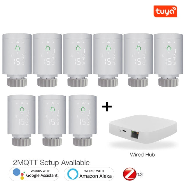 TRV ZigBee3.0 Smart Radiator Actuator Programmable Thermostatic Radiator Valve Temperature Controller Voice Control via Alexa