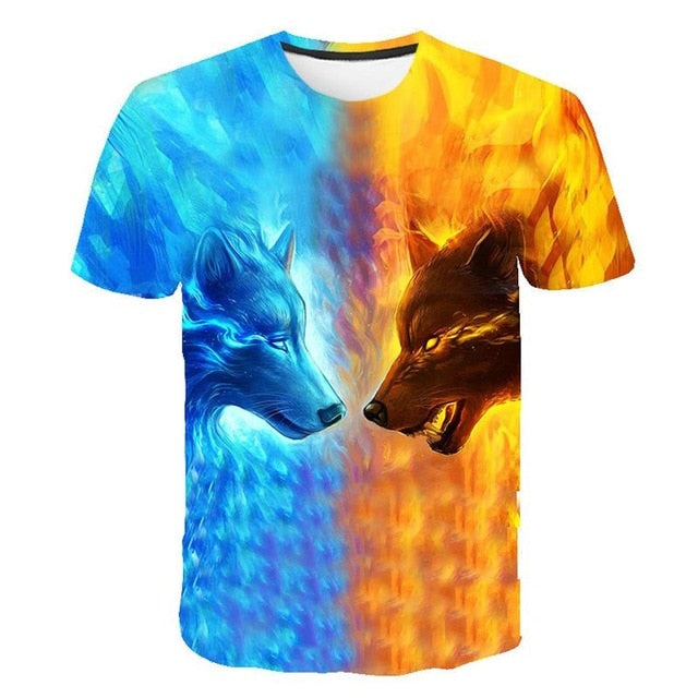 Lovers Wolf Printed T shirts Men 3d T-shirts Drop Ship Top Tee Short Sleeve Camiseta Round Neck Tshirt Fashion Casual Brand