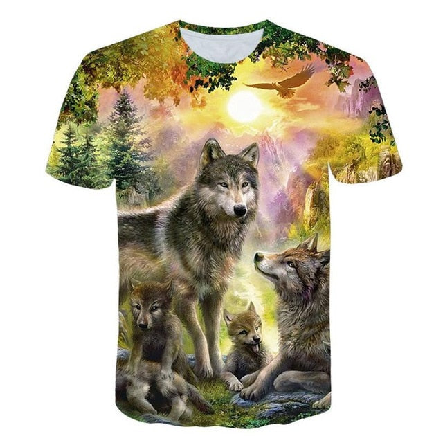 Lovers Wolf Printed T shirts Men 3d T-shirts Drop Ship Top Tee Short Sleeve Camiseta Round Neck Tshirt Fashion Casual Brand