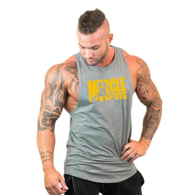 New Gym Tank Top Summer Brand Cotton Sleeveless Shirt Casual Fashion Fitness Stringer Tank Top Men bodybuilding Clothing M-XXL