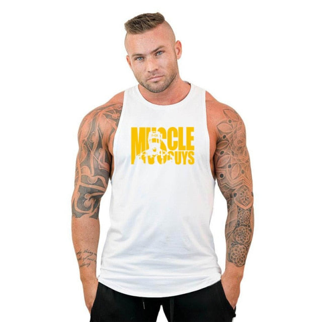 New Gym Tank Top Summer Brand Cotton Sleeveless Shirt Casual Fashion Fitness Stringer Tank Top Men bodybuilding Clothing M-XXL