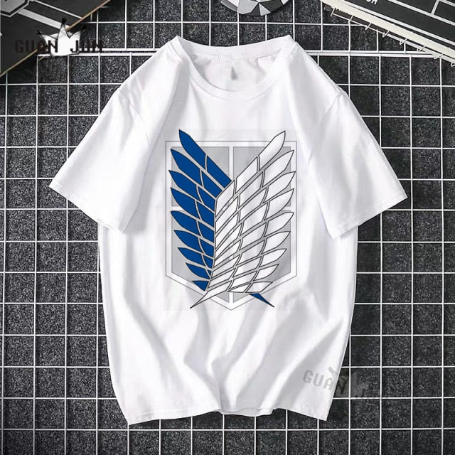 2020 Harajuku Man Attack On Titan T Shirts Tees Shirt Tops Design Cotton Black Short-Sleeved Aesthetic Japanese Anime T Shirt